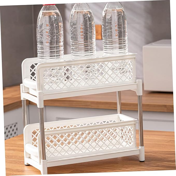 Bathroom Shelf Double Organizer Kitchen Storage Rack Countertop Organizer White Easy Clean