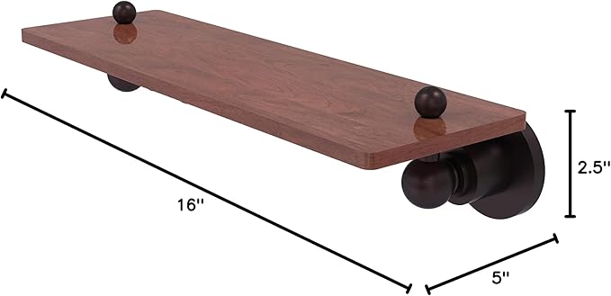 Allied Brass AP-1-16-IRW Astor Place Collection 16 Inch Solid IPE Ironwood Wood Shelf, Antique Bronze