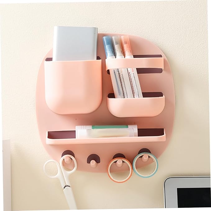 Multi-Functional Wall-Mounted Bathroom Storage Organizer Shelves and Hooks Space-Saving Design for Clutter Home for Bathroom and Kitchen Use and Stylish