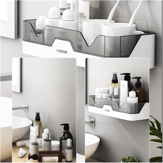 Bathroom Storage Rack Storage Rack Toilet Washstand Single Layer Plastic Simple Storage Rack Kitchen Counter Plastic Storage Rack Wall Mounted Storage Rack Bathroom Shelf(Brown)