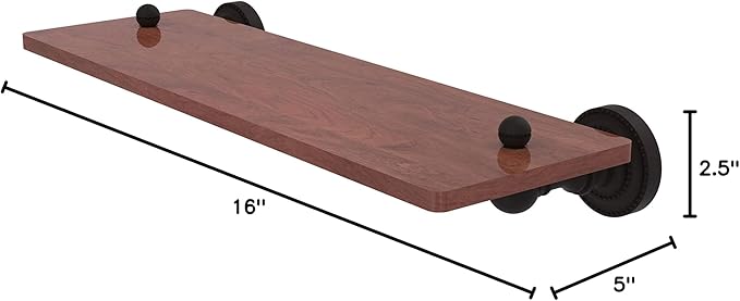Allied Brass DT-1-16-IRW Dottingham Collection 16 Inch Solid IPE Ironwood Wood Shelf, Oil Rubbed Bronze