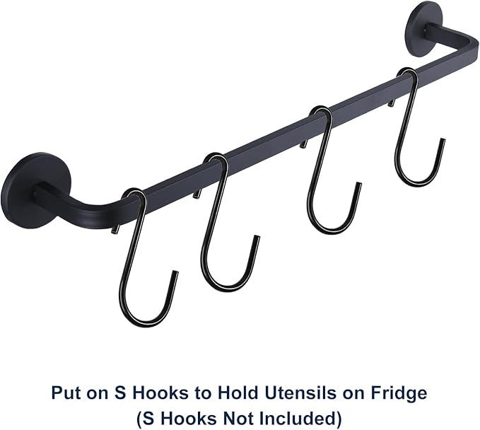 14 Inch Magnetic Towel Holder for Refrigerator, Heavy Duty Magnetic Towel Bar for Kitchen Dishwasher, Oven, Fridge, Washing Machine, Strong Magnet, Rustproof Aluminum, Black, Pack of 1