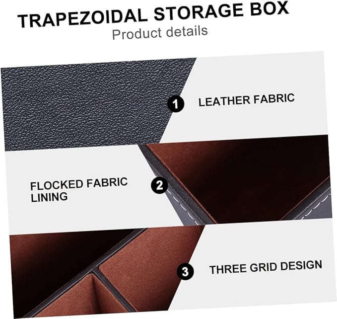 Uonlytech Trapezoidal Storage Sundries Case Creative Desktop Organizer Home Storage Box Filing Boxes Lids Leather Flannelette Lining
