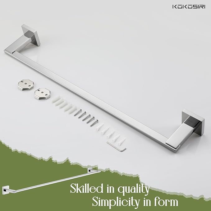KOKOSIRI 32 Inch Bath Towel Bars Bathroom Towel Racks Towel Holder Towel Rods Kitchen Towel Hanger Bathroom Accessories Stainless Steel Wall Mounted Polished Chrome B4006CH-L32