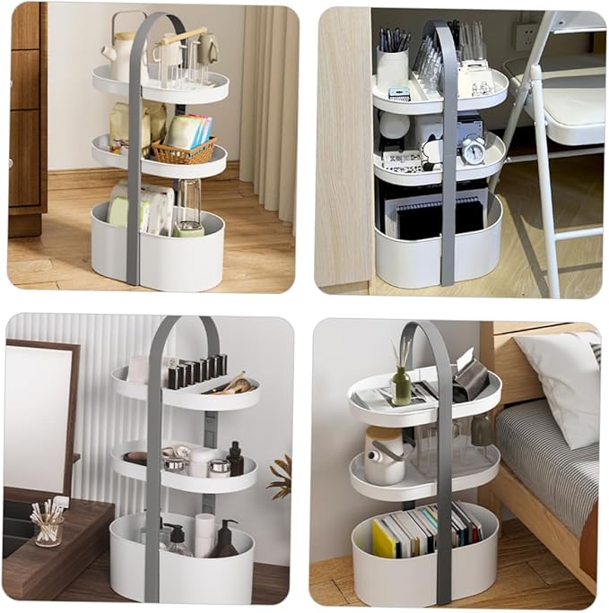 Ciieeo Portable Storage Rack Makeup Organizer Handled Storage Rack Tabletop Shelf Corner Shelf Bathroom Tray Accessories Organizer