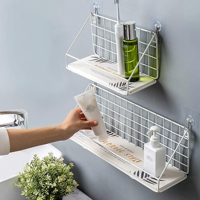 AGYH Bathroom Shelf Wall-Mounted Bathroom Vanity Storage Shelf (Two Styles) (Color : White, Size : 44cm)