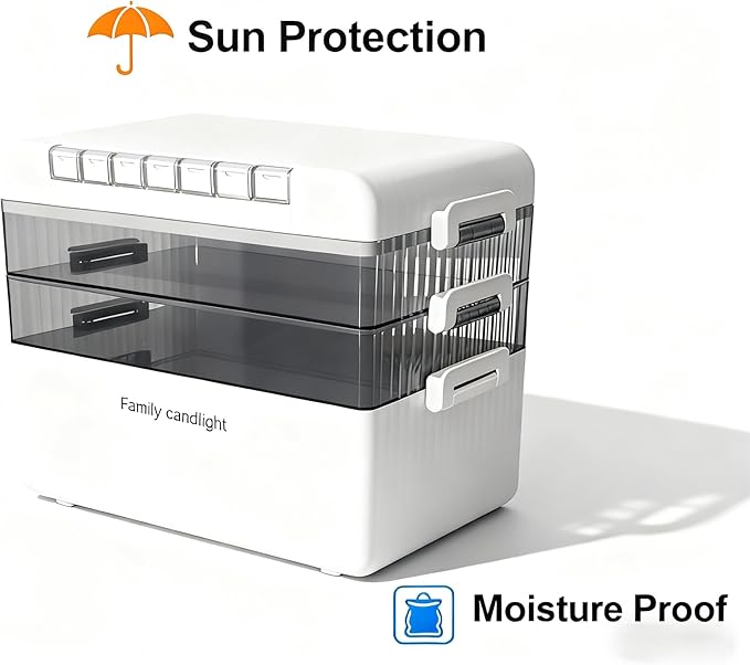 3-Tier Medicine Storage Box Cabinet, Portable Medicine Cabinet with Plastic Handle, Multipurpose Medical Box with 7 Individual Boxes
