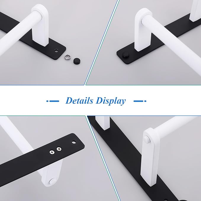 Bathroom Double Towel Rack with Hooks, 18-Inch Towel Bar - Stainless Steel Wall Mounted Towel Holder, White & Black