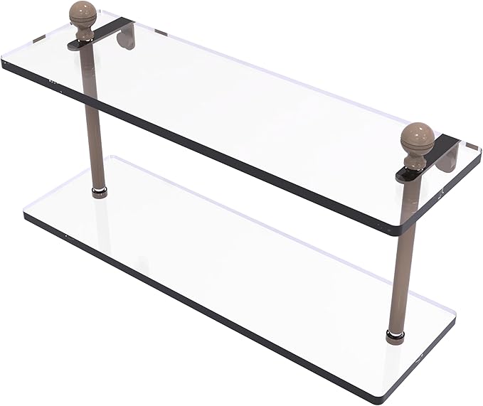 Allied Brass MA-2/16-SHB Mambo Collection 16 Inch Two Tiered Glass Shelf, Shaded Beige