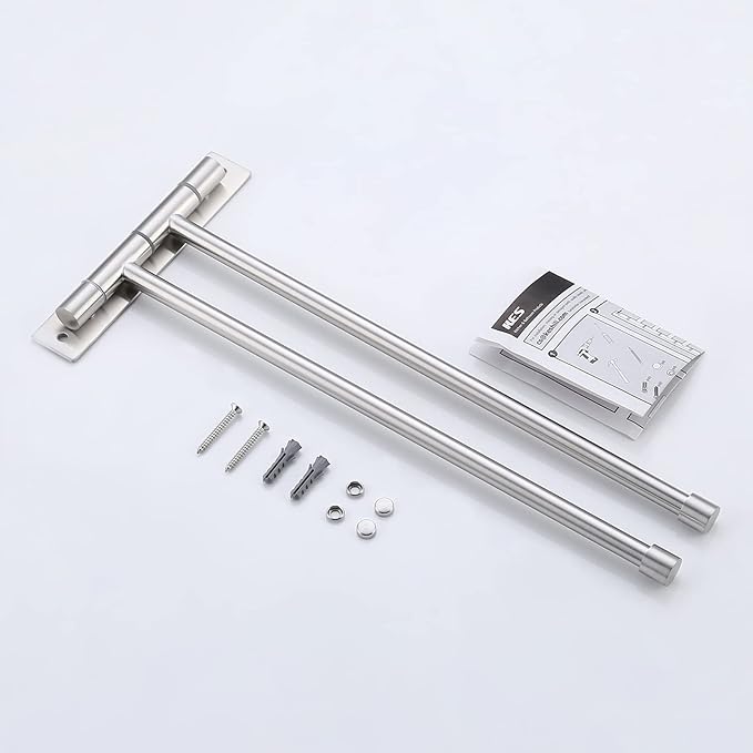 KES Bathroom Towel Bar 13.8 Inch Swing Mount Swing Out Arm Wall 2-Arm Towel Holder, SUS304 Stainless Steel Brushed Finish, A2102S2-2