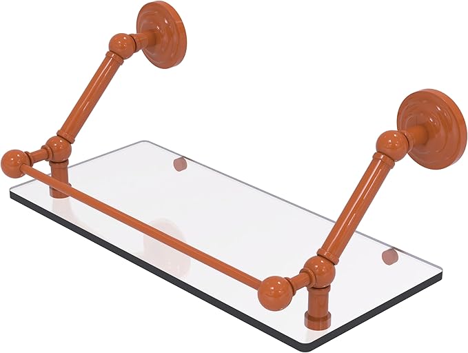 Allied Brass PQN-1-18-GAL-ASP Prestige Que New 18 Inch Floating Glass Shelf with Gallery Rail, Autumn Sparkle