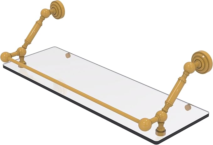 Allied Brass DT-1-24-GAL-SGL Dottingham 24 Inch Floating Glass Shelf with Gallery Rail, Spanish Gold