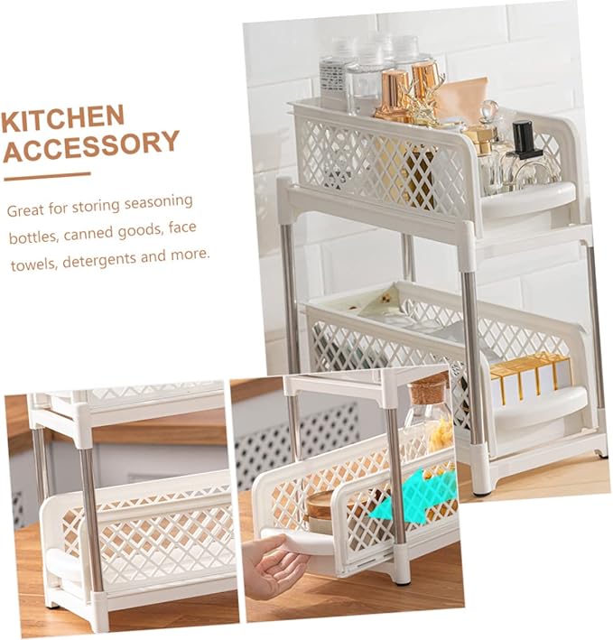 Ipetboom Professional Bathroom Shelf Organizer Multi Function Under Sink Storage Rack Bathroom Supply Organizer for Home Saving Design for Neat