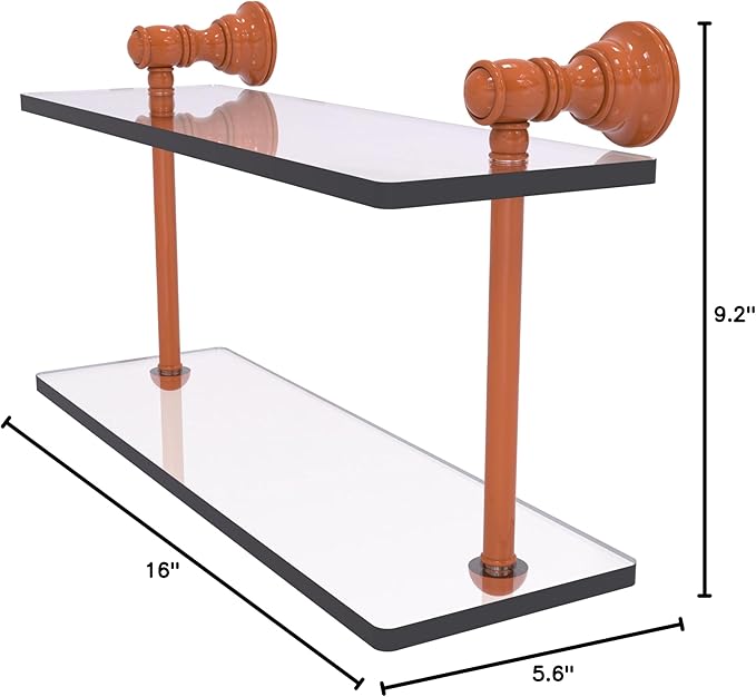 Allied Brass CL-2-16-ASP Carolina Collection 16 Inch Two Tiered Glass Shelf, Autumn Sparkle