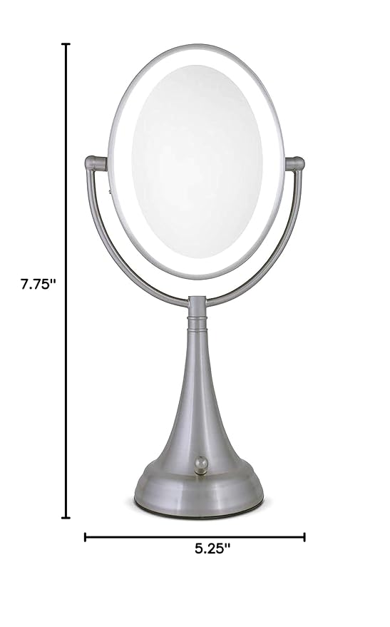 Zadro LEDOVLV410 - LED Lighted 10X/1X Oval Vanity Mirror with Satin Nickel Finish