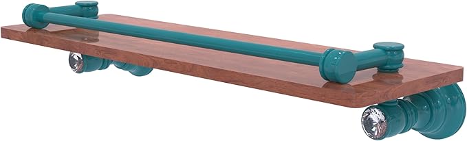 Allied Brass CC-1-16-GAL-IRW-GLT Carolina Crystal Collection 16 Inch Wood Shelf with Gallery Rail, Glokzin Teal