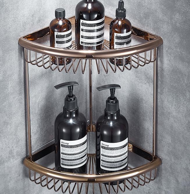 Bathroom Shelves, Wall-Mounted Corner Shelves, Double Triangular Storage Shelves, Black - Single Shelves