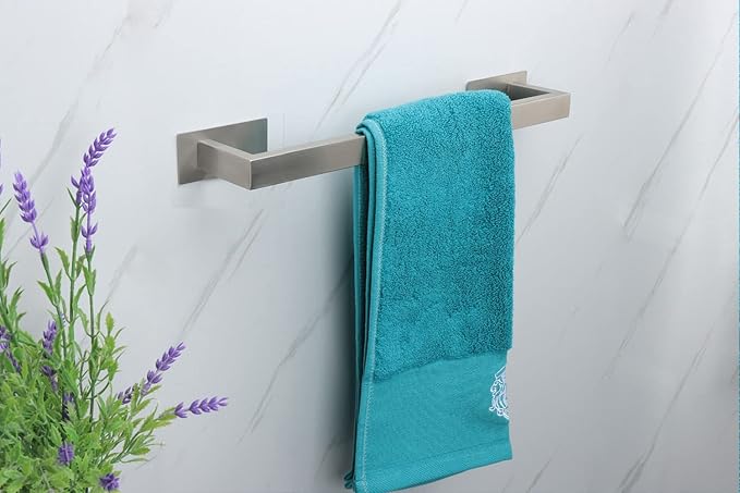 Bathroom Towel Bar Self Adhesive, No Drilling Towel Rack Easy to Install, Hand Towel Holder Made of Premium Stainless Steel Sticky on Hand Towel Hanger for Kitchen, Toilet.(17.7IN, Brushed)