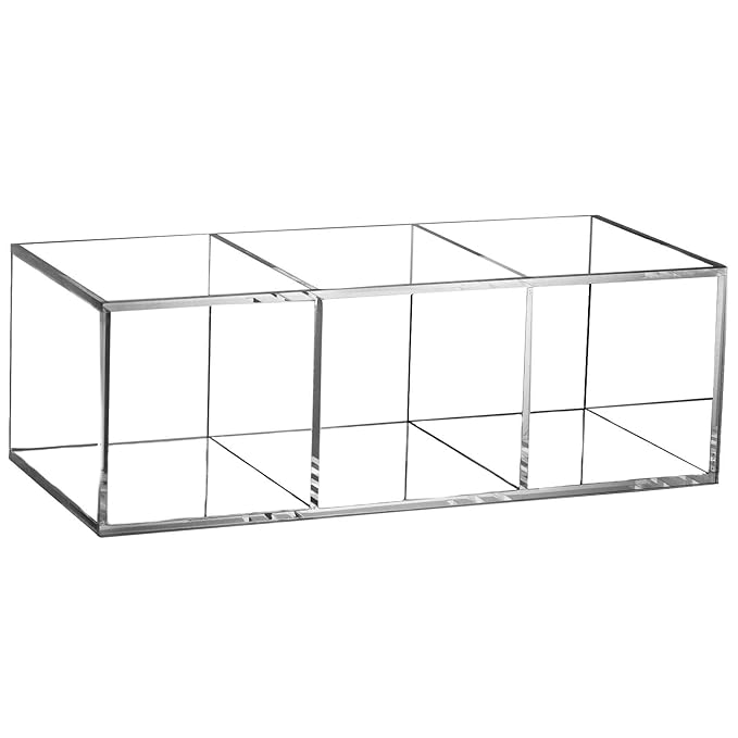 Tbestmax Makeup Brush Holder Organizer Clear Cosmetic Brushes Container Storage 3 Slots - Great for Vanity