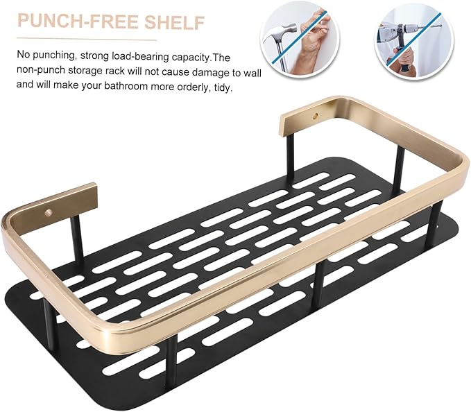 Nail Storage Stands Wall Shelf for Bathroom Kitchen Rack Black Shelves Storage Organizer