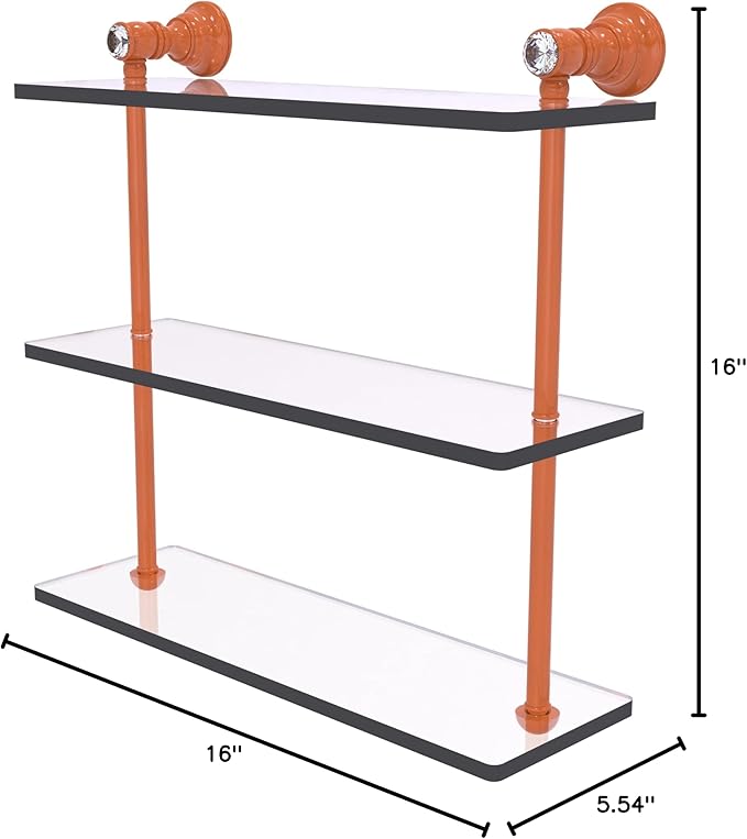 Allied Brass CC-5-16-ASP Carolina Crystal Collection 16 Inch Triple Glass Shelf, Autumn Sparkle