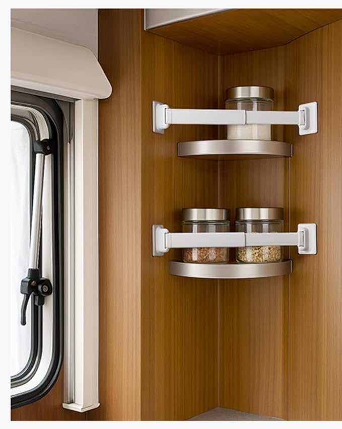 RV Shower Corner Storage Bars 3 Pack, Aluminum Adjustable Camper Shower Shelf Retainer Bars for Bathroom Storage and Organization, RV Essential Accessories for Travel Trailer Inside, 8-14 Inches