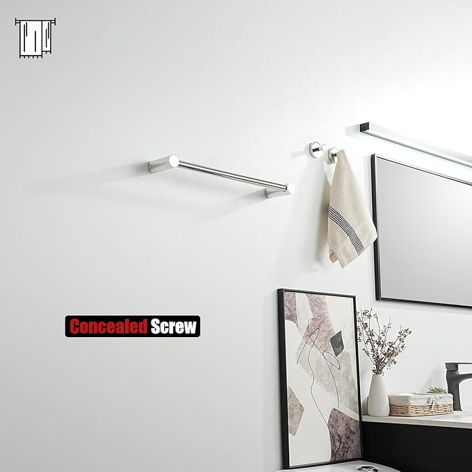 JQK Towel Bar Chrome, 18.5 Inch 304 Stainless Steel Thicken 0.8mm 2 Pieces Towel Rack Bathroom Wall Mount, Useable Length 16 Inch, TB610L16-CH