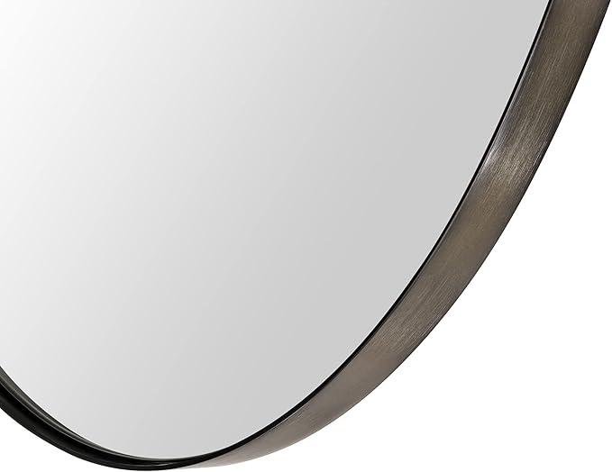 Oil Rubbed Bronze Oval Recessed Bathroom Medicine Cabinet with Mirror Stainless Steel Metal Framed Oblong Pill Shaped Bathroom Cabinet with Mirror 16x33''