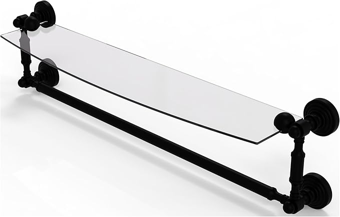 Allied Brass WP-33TB/24-SCH Glass Shelf with Towel Bar, 24-Inch x 5-Inch, Satin Nickel