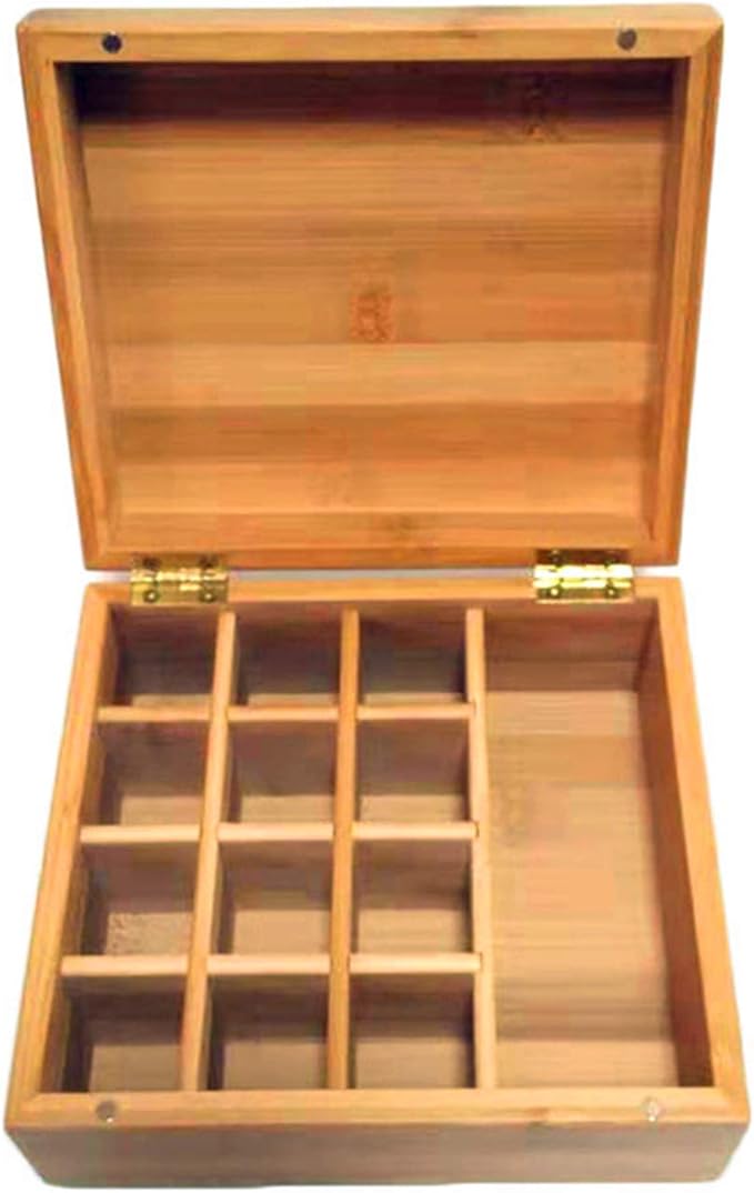 Pure Vie Wooden Essential Oil Storage Box Travel Organizer Case with Bottle Cap Label - Aromatherapy Nail Polish Fragrance Container, Holds 13 Bottle for 5-30ml - Keep Scented Oil Safe & Space Saver