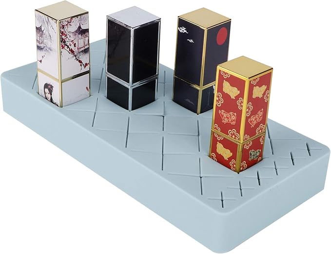 TOPINCN Silicone Cosmetic Makeup Organizer For Lipstick Cosmetics Holder Storage Box Display Stand 24 Slots(blue)