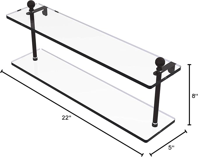 Allied Brass MA-2/22 Mambo Collection 22 Inch Two Tiered Glass Shelf, Oil Rubbed Bronze