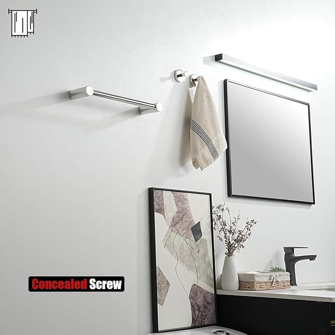 JQK Towel Bar Chrome, 14.5 Inch 304 Stainless Steel Thicken 0.8mm Towel Rack Bathroom Wall Mount, Useable Length 12 Inch, TB610L12-CH