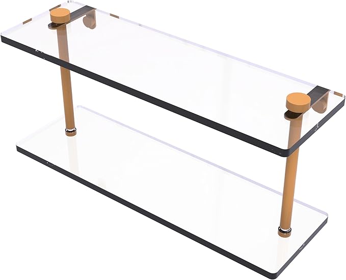 Allied Brass NS-2/16-GLY 16 Inch Two Tiered Glass Shelf, Golden Yellow