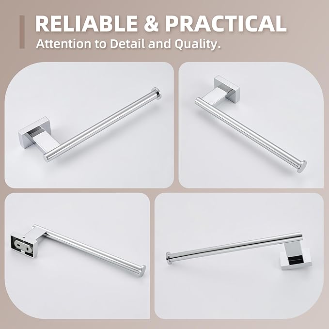 Suyar Bathroom Towel Holder Chrome, SUS 304 Stainless Steel Hand Towel Bar, Wall Mounted