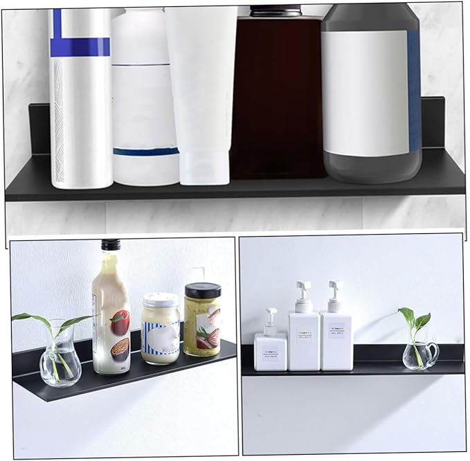 Zerodeko 2pcs Floating Wall Shelf for Bathroom Metal Shelves Wall Mount Storage Rack Long Floating Toiletries Display
