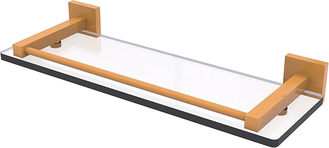 Allied Brass MT-1-16-GAL-GLY Montero Collection 16 Inch Glass Shelf with Gallery Rail, Golden Yellow