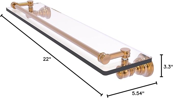 Allied Brass CL-1-22-GAL Carolina Collection 22 Inch Gallery Rail Glass Shelf, Brushed Bronze