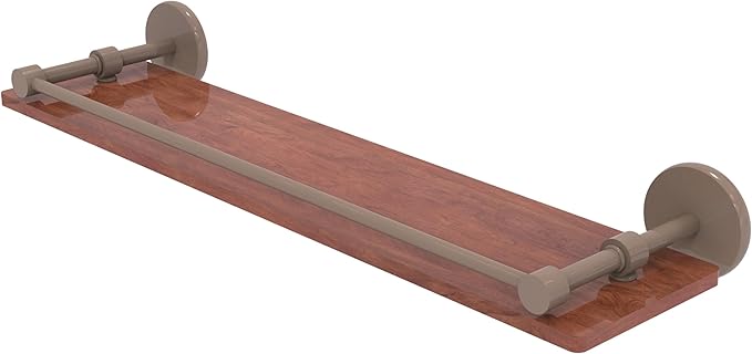 Allied Brass P1000-1-22-GAL-IRW-SHB Prestige Skyline Collection 22 Inch Solid IPE Ironwood Shelf with Gallery Rail, Shaded Beige