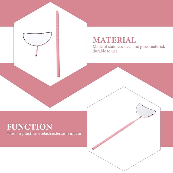 Eyelash Inspection Mirror Clear Glass Mirror Eyelash Extension Mirrors Handheld Mirrors Lash Mirror for Lash Tech Half-moon Shape Eyelash Mirrors Lash Mirror Small Mirror Tool