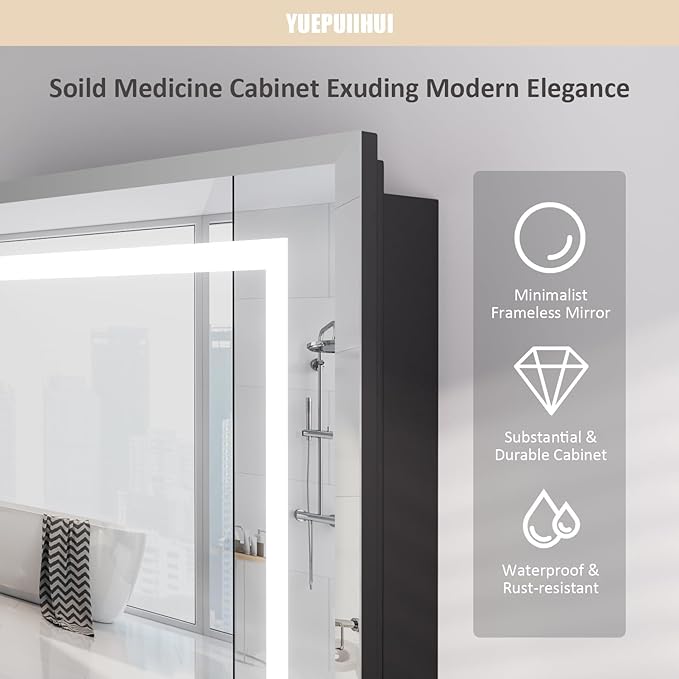 20X30 Inch Recessed Medicine Cabinet with Mirror, Adjustable 3-Color LED Cabinet with Brightness Dimming, Defogger