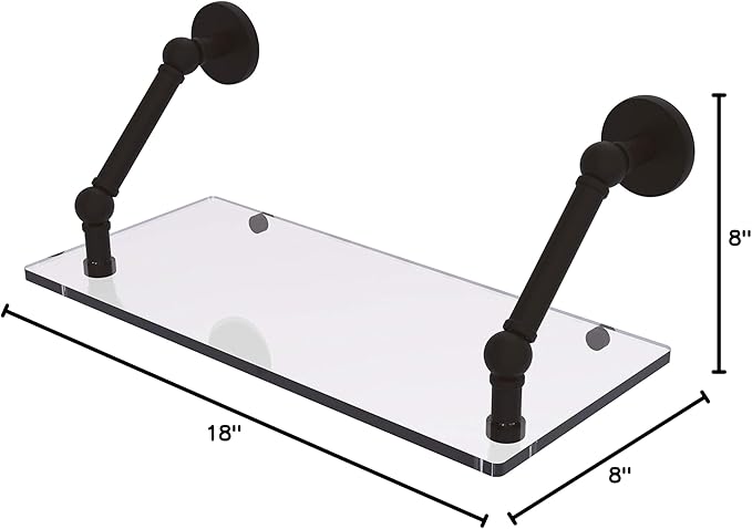 Allied Brass P1000-1-18 Prestige Skyline Collection 18 Inch Floating Glass Shelf, Oil Rubbed Bronze