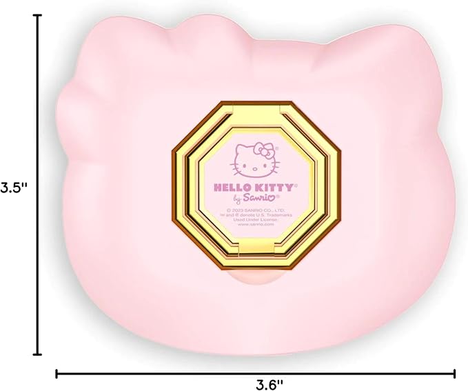Impressions Vanity Hello Kitty 3X Magnifying Pocket Mirror with Stand, Adjustable Brightness Daylight LED Lighted Compact Makeup Mirror for Desk, Travel, Purse (Pink)