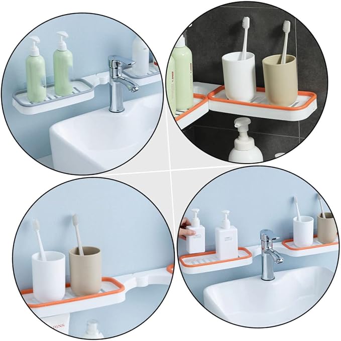 Alipis 2pcs Wall-Mounted Storage Rack Rotatable Bathroom Supplies Holder Toilet Holder Shelf Bathroom Accessories Over Toilet Organizer