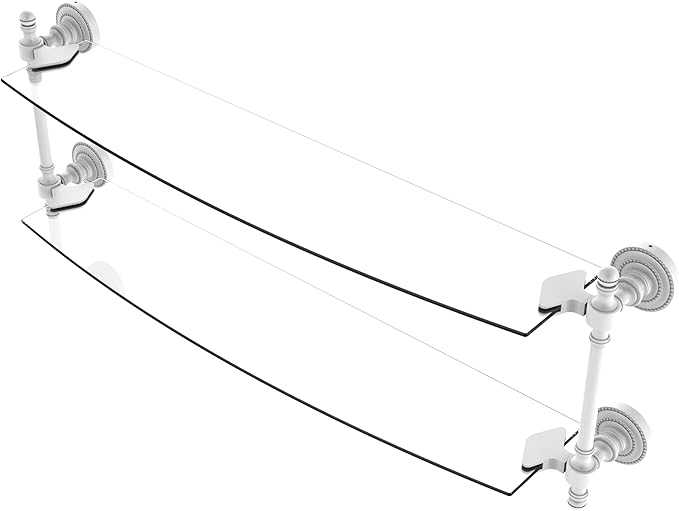 Allied Brass RD-34/24-WHM Retro Dot Collection 24 Inch Two Tiered Glass Shelf, Matte White
