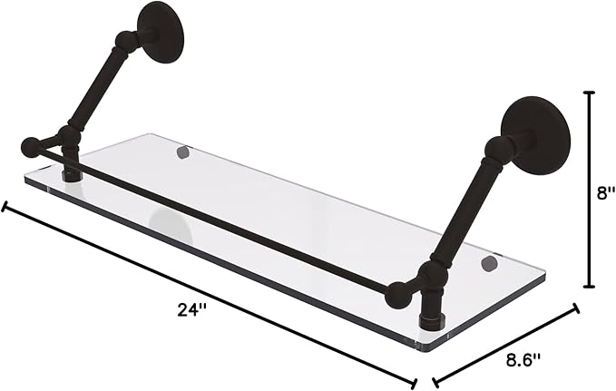 Allied Brass PMC-1-24-GAL Prestige Monte Carlo 24 Inch Floating Gallery Rail Glass Shelf, Oil Rubbed Bronze