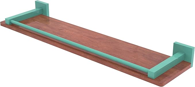 Allied Brass MT-1-22-GAL-IRW-SFG Montero Collection 22 Inch Solid IPE Ironwood Shelf with Gallery Rail, Sea Foam Green