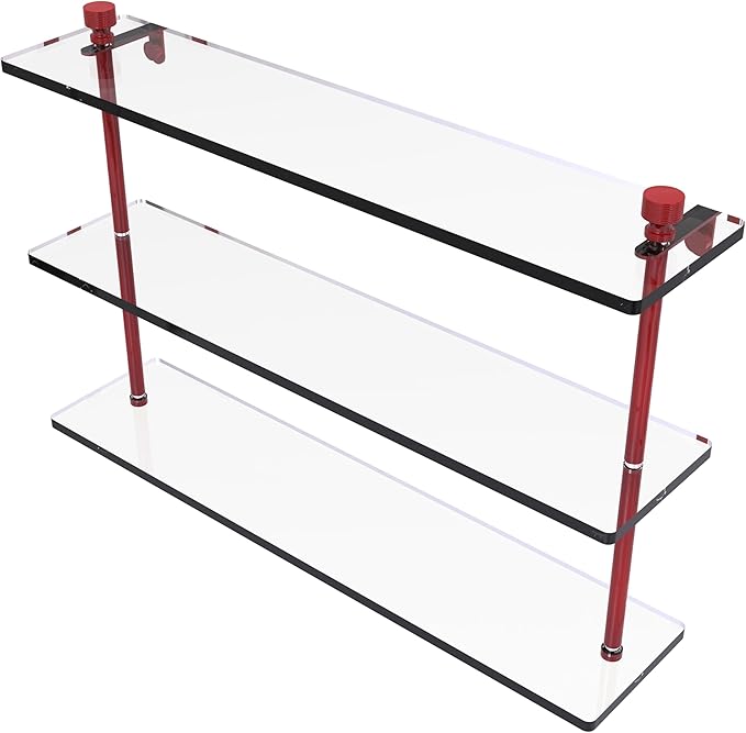Allied Brass FT-5/22-FER Foxtrot Collection 22 Inch Triple Tiered Glass Shelf, Fire Engine Red