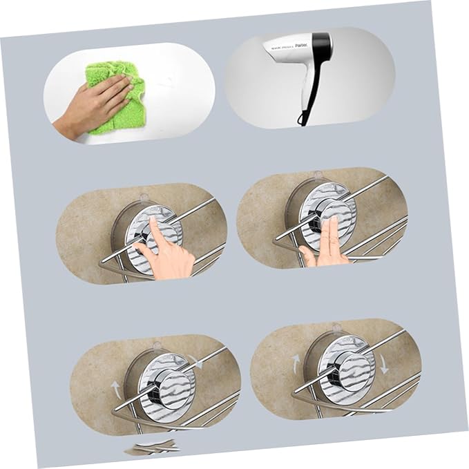 Wall Mounted Bathroom Shelf with Suction Cups Kitchen Storage Rack for Easy Organization Silver