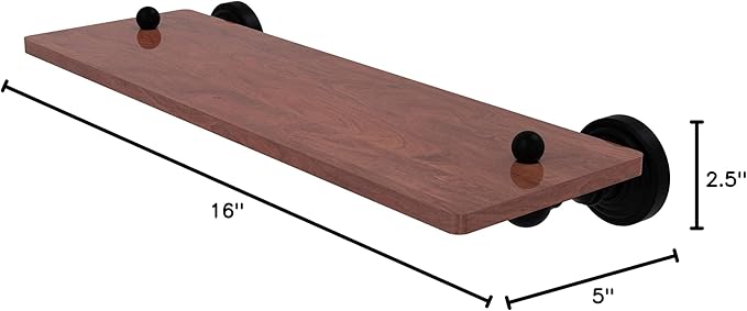 Allied Brass WP-1-16-IRW Waverly Place Collection 16 Inch Solid IPE Ironwood Wood Shelf, Matte Black